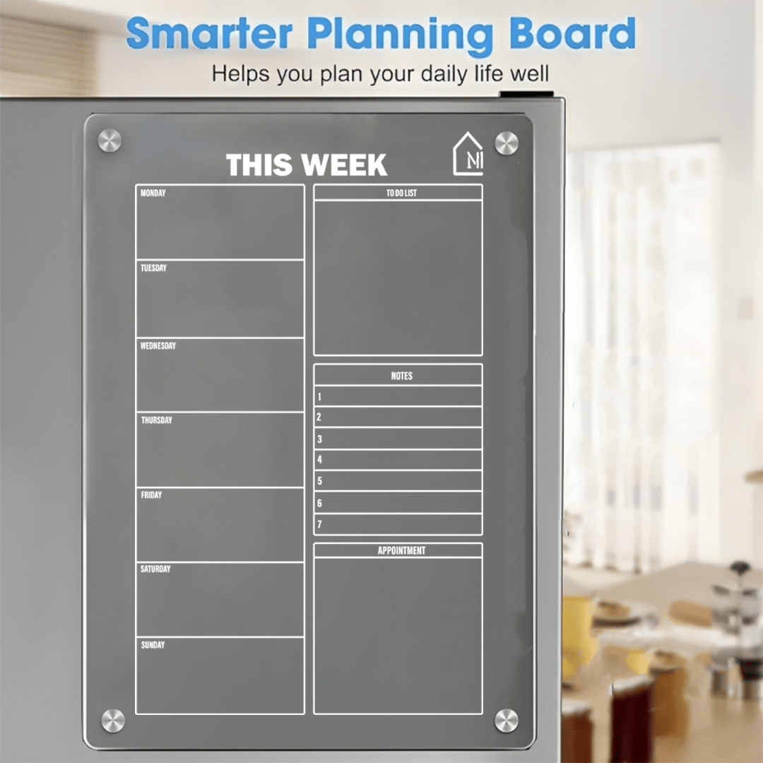 Minimal Acrylic Weekly Planner – Magnetic Fridge Board for Notes, To-Dos & Appointments - Memories InsiteTHIS WEEK FRIDGE PLANNER APPOINTMENT 1